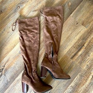 Brown thigh high boots